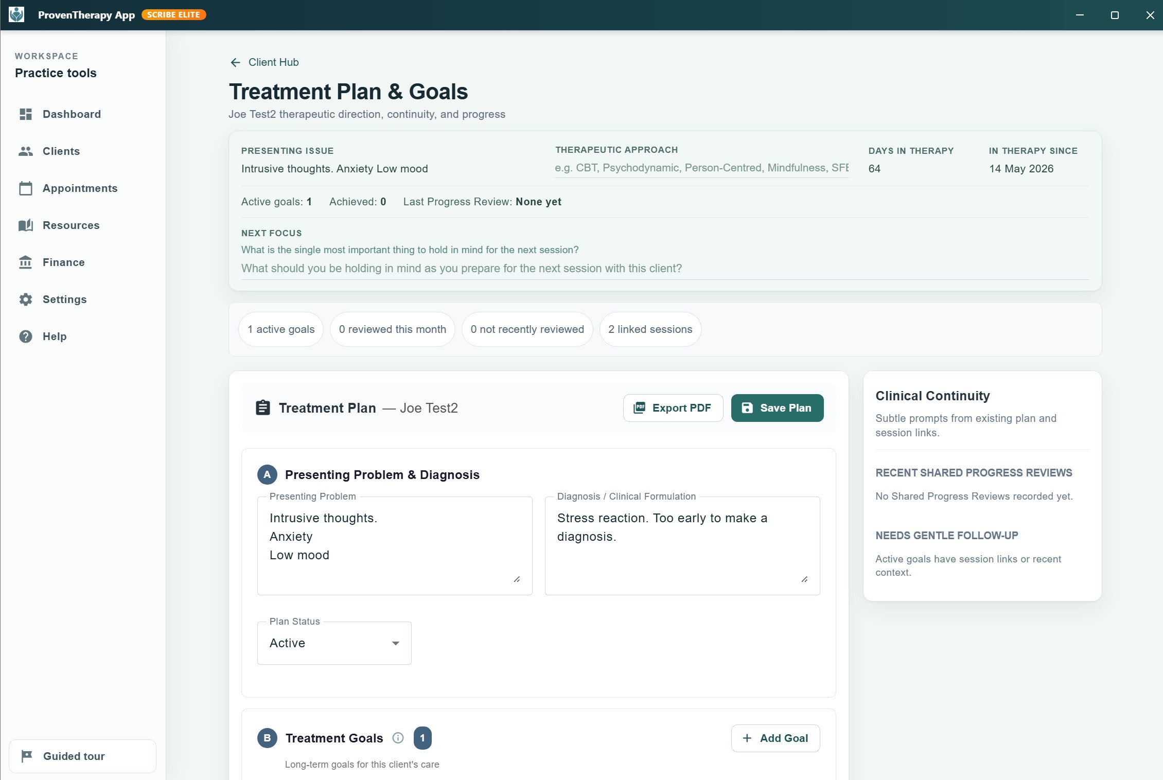 Treatment Plan and Goals
