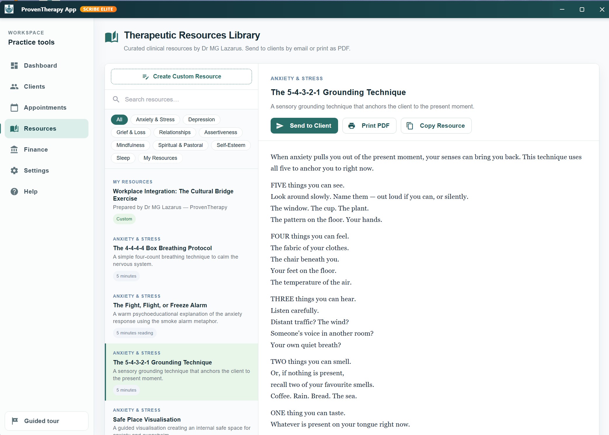 Therapeutic Resources Library